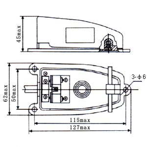 EKW-5A-B腳踏開(kāi)關(guān)安裝尺寸 EKW-5A-B腳踏開(kāi)關(guān)安裝尺寸